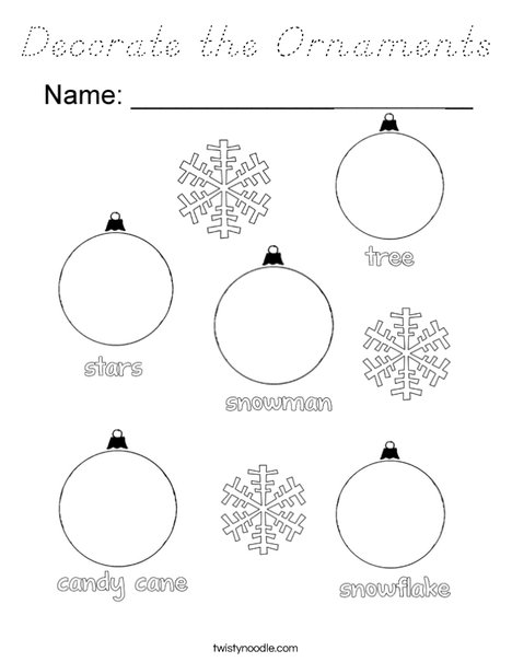 Decorate the Ornaments Coloring Page