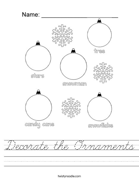 Decorate the Ornaments Worksheet