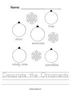 Decorate the Ornaments Handwriting Sheet