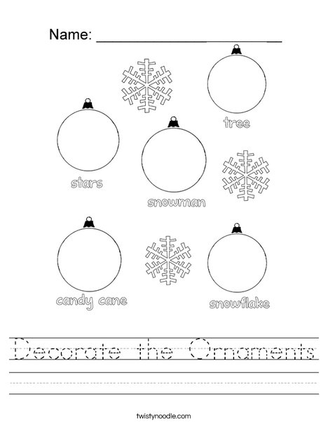 Decorate the Ornaments Worksheet