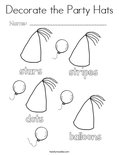 Decorate the Party Hats Coloring Page