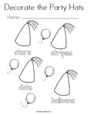 Decorate the Party Hats Coloring Page