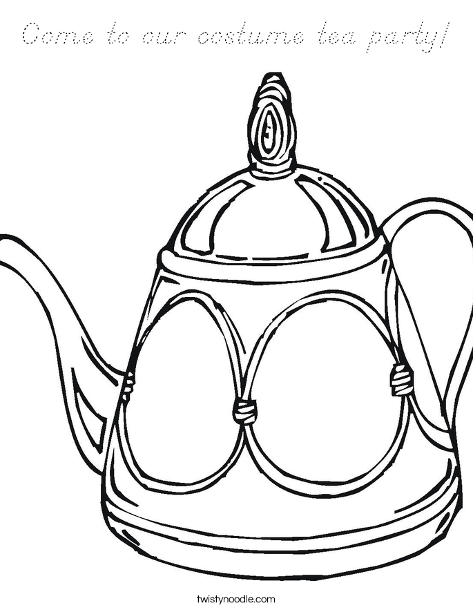 Come to our costume tea party! Coloring Page