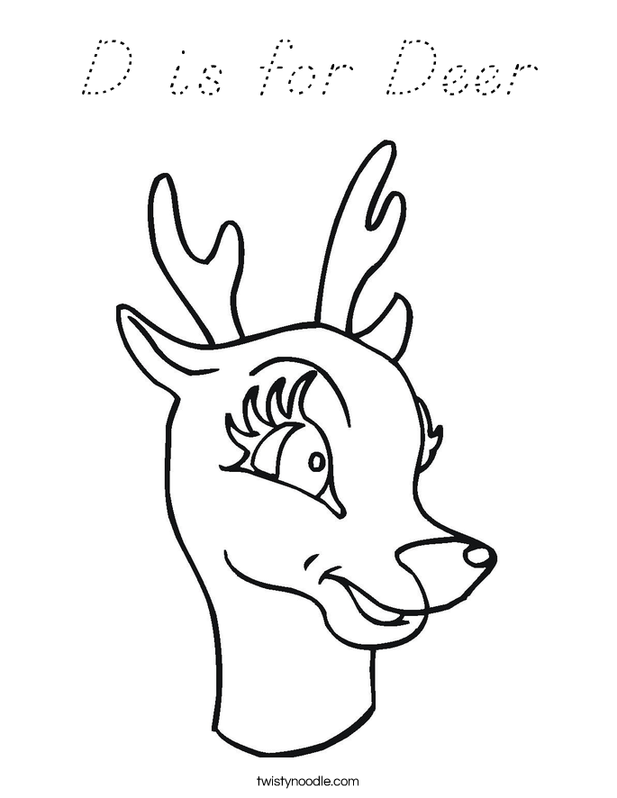D is for Deer Coloring Page
