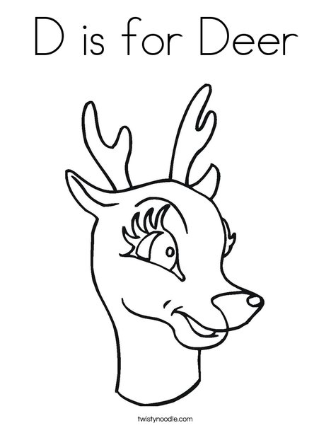 d is for deer coloring page twisty noodle