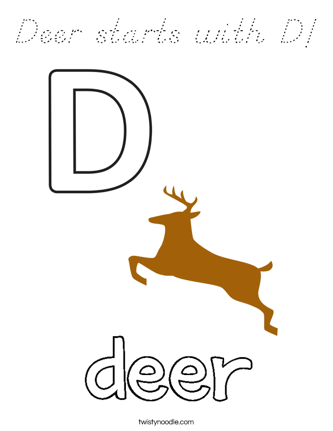 Deer starts with D! Coloring Page