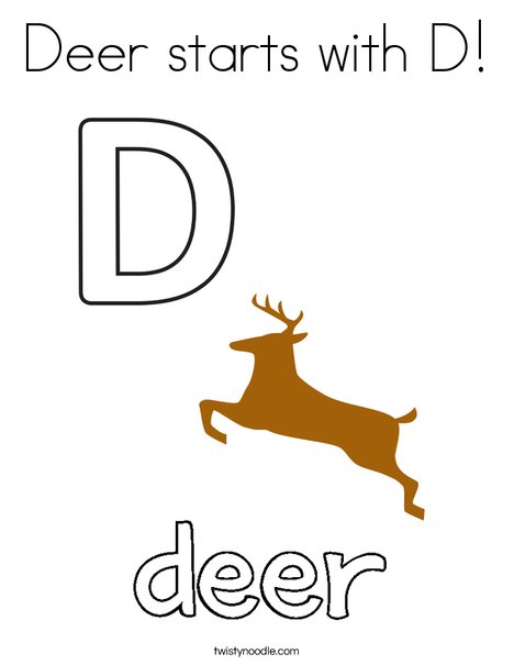 Deer starts with D Coloring Page