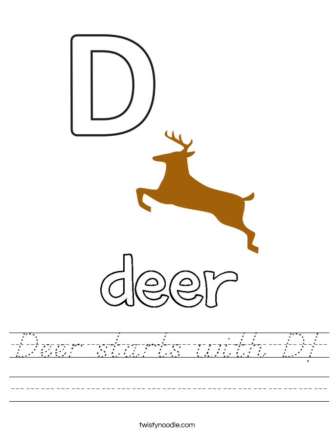 Deer starts with D! Worksheet