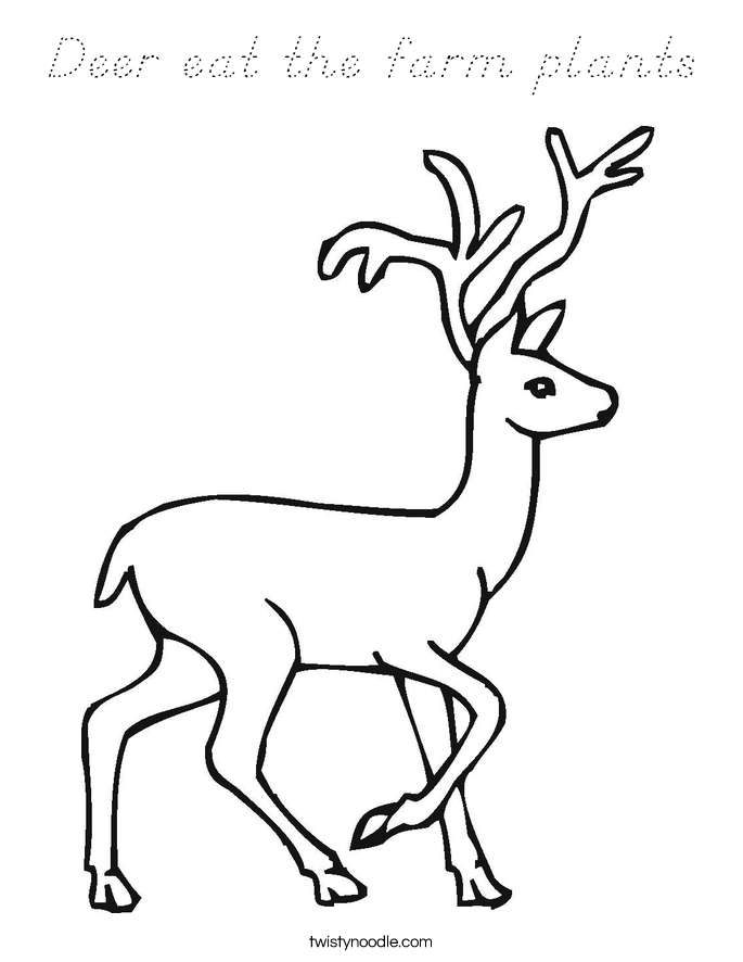 Deer eat the farm plants Coloring Page