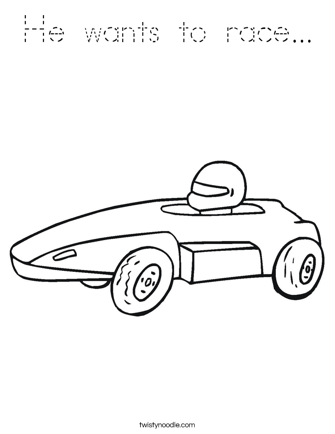 He wants to race... Coloring Page