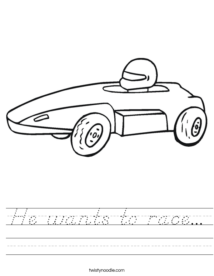 He wants to race... Worksheet