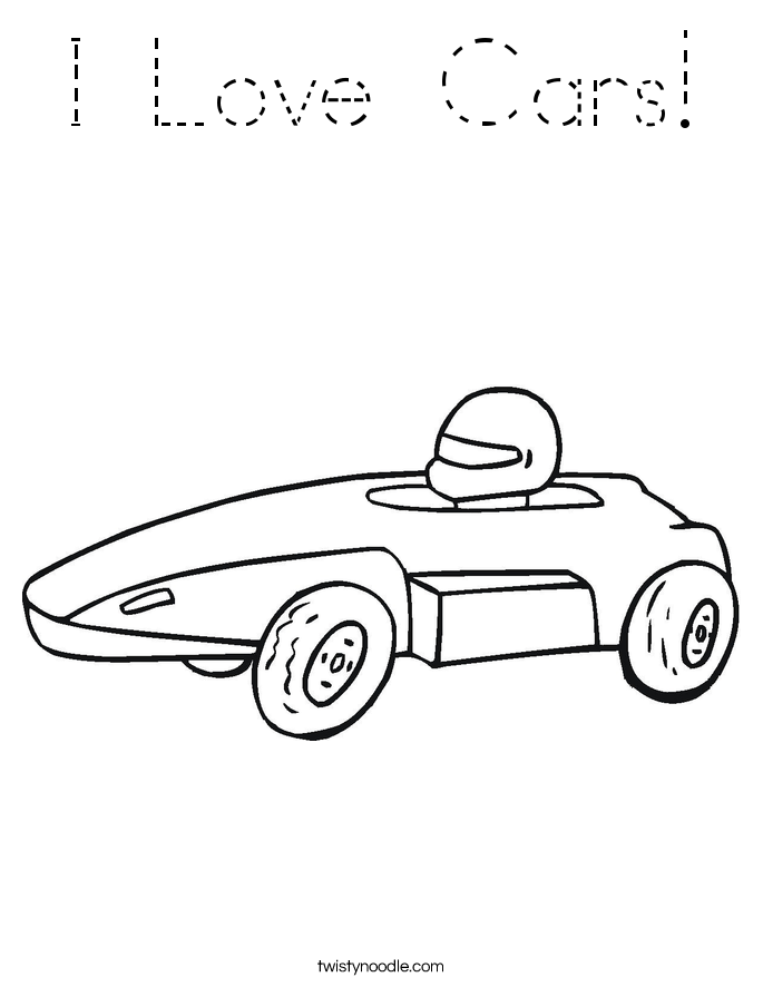 I Love Cars! Coloring Page