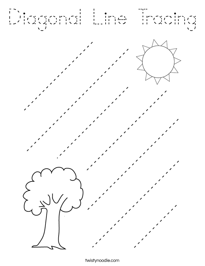 diagonal line tracing coloring page tracing twisty noodle