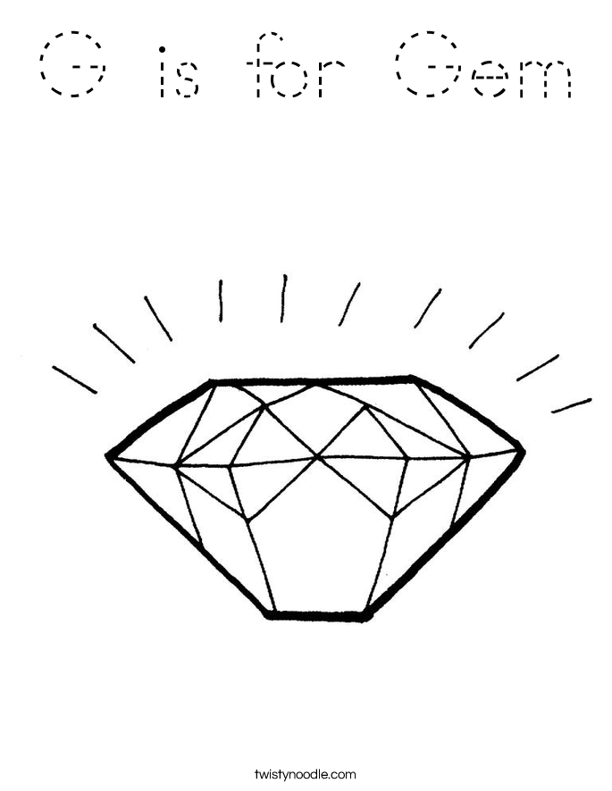 G is for Gem Coloring Page