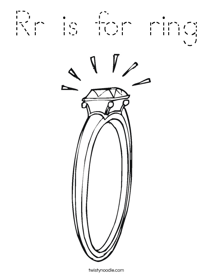 Rr is for ring Coloring Page