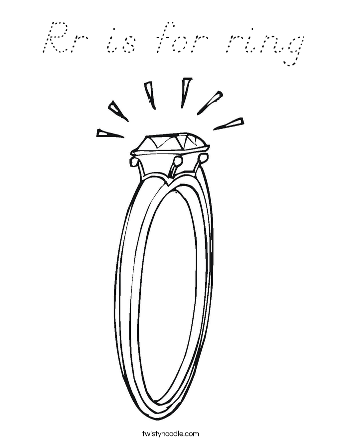 Rr is for ring Coloring Page