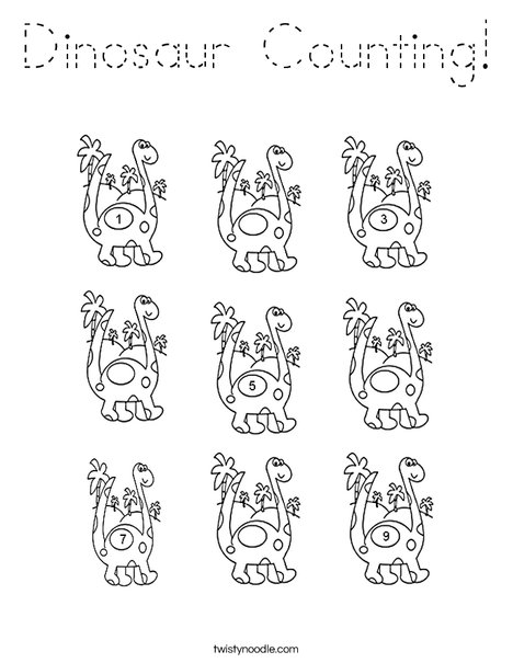 Dino Counting Coloring Page
