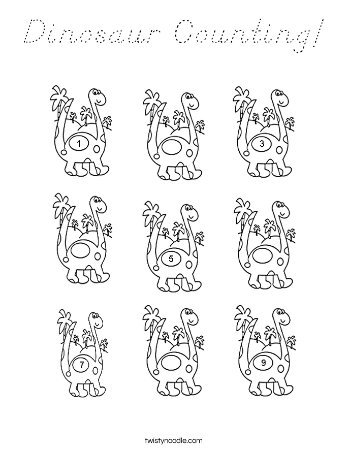 Dinosaur Counting! Coloring Page