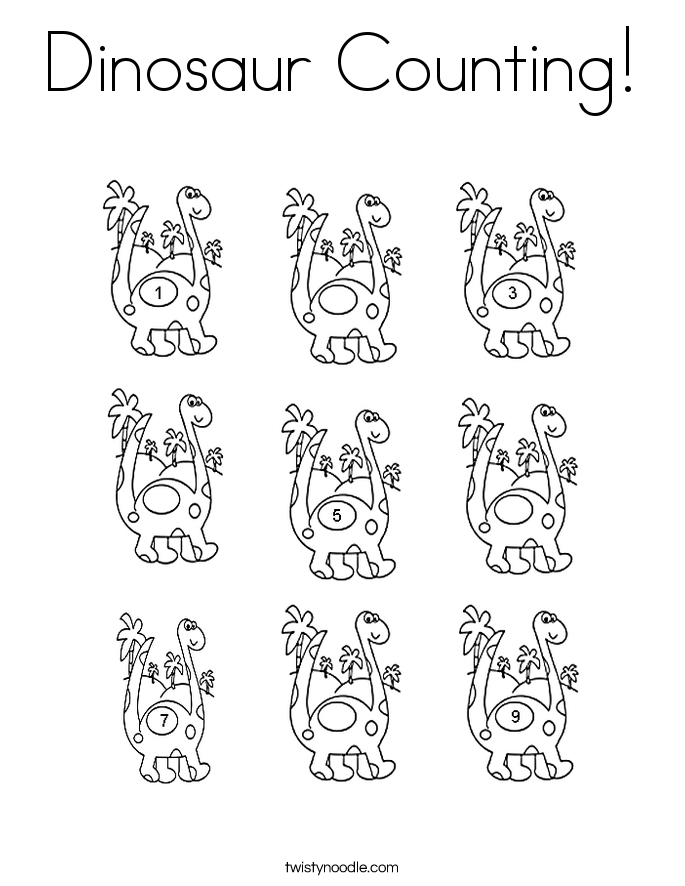 Dinosaur Counting Coloring Page Twisty Noodle Dinosaur Counting Coloring Page Twisty Noodle
