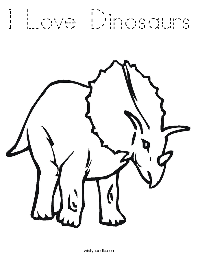 I Love Dinosaurs Coloring Page