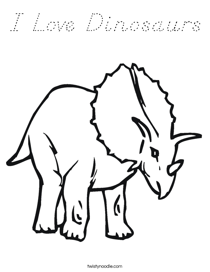 I Love Dinosaurs Coloring Page