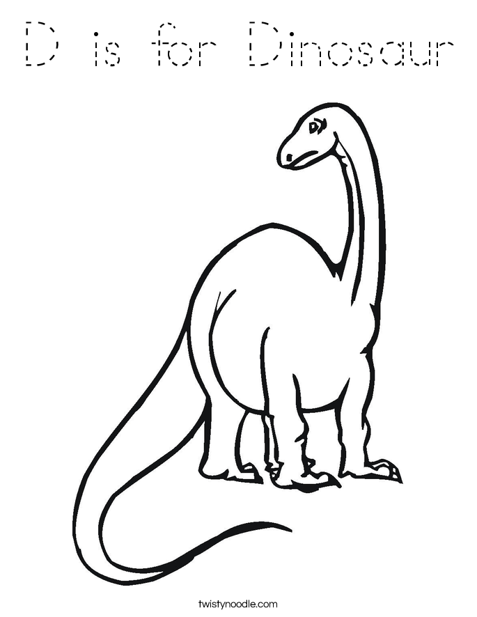 D is for Dinosaur Coloring Page