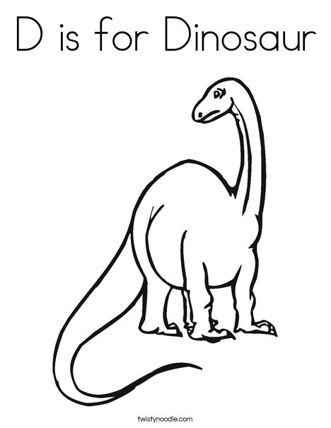 D is for Dinosaur Coloring Page - Twisty Noodle