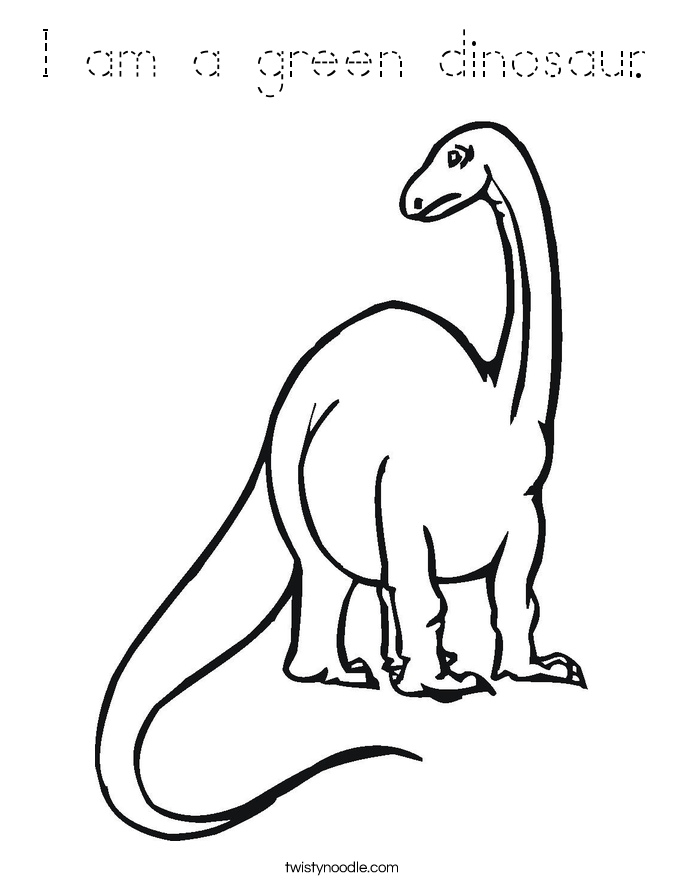 I am a green dinosaur. Coloring Page