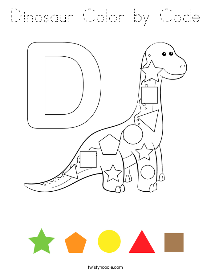 Dinosaur Color by Code Coloring Page