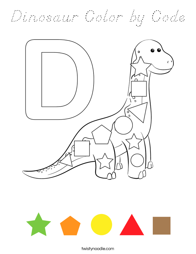 Dinosaur Color by Code Coloring Page
