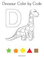 Dinosaur Color by Code Coloring Page