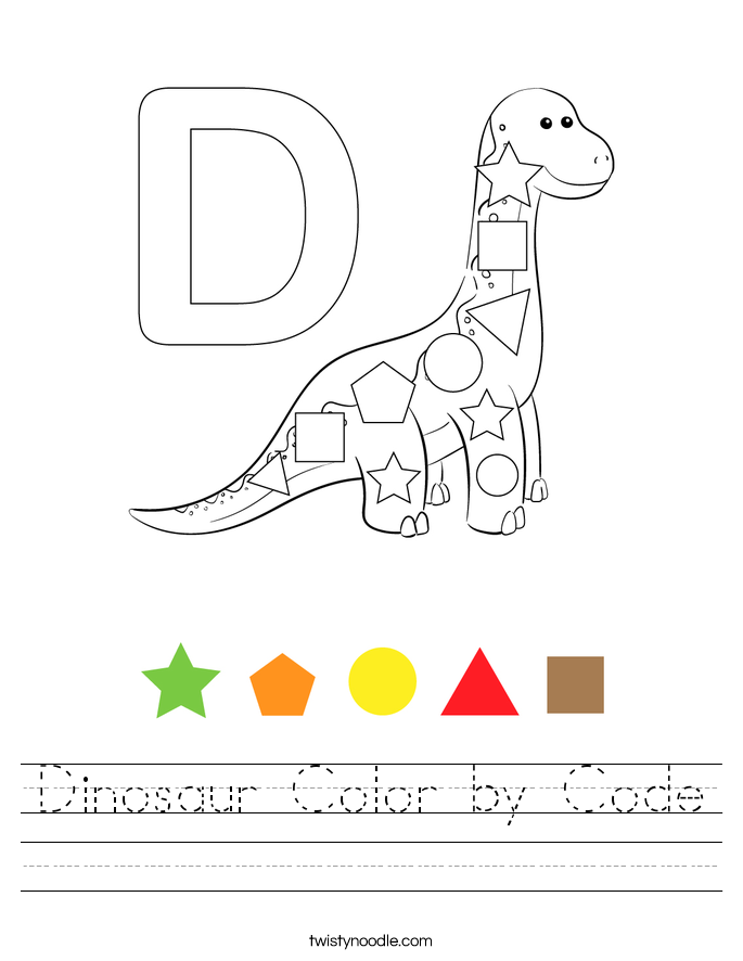 Dinosaur Color by Code Worksheet