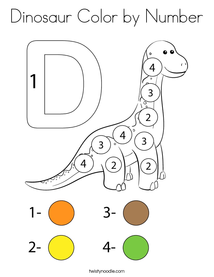 Dinosaur Color by Number Coloring Page