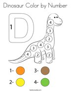 Dinosaur Color by Number Coloring Page