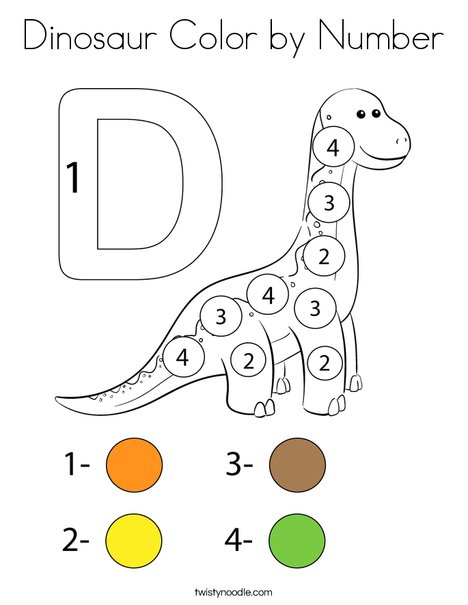Dinosaur Color by Number Coloring Page