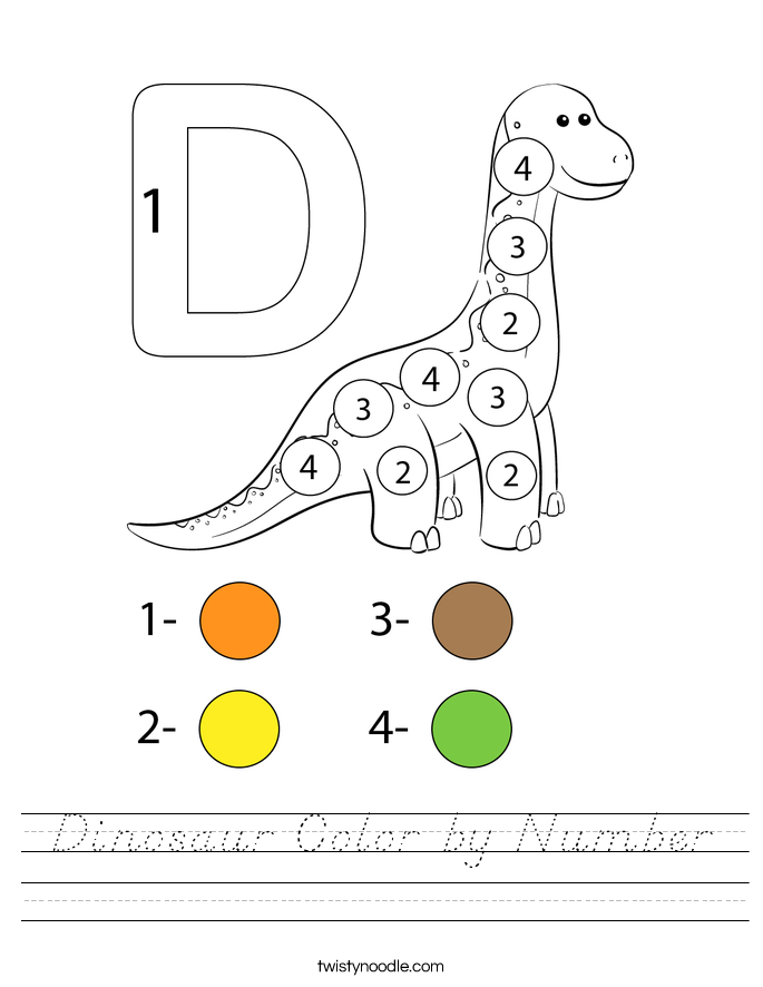 Dinosaur Color by Number Worksheet