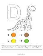 Dinosaur Color by Number Handwriting Sheet