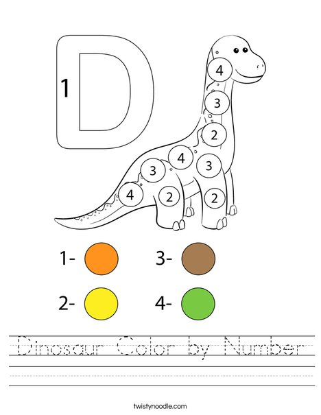 Dinosaur Color by Number Worksheet
