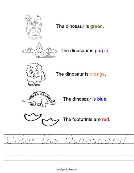 Dinosaur Colors Worksheet