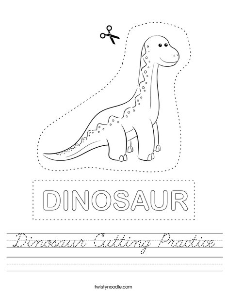 Dinosaur Cutting Practice Worksheet
