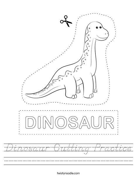 Dinosaur Cutting Practice Worksheet