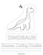 Dinosaur Cutting Practice Handwriting Sheet