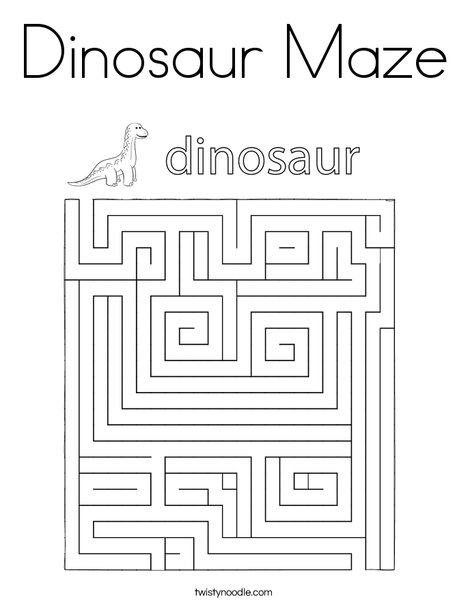 Dinosaur Maze Coloring Page - Twisty Noodle