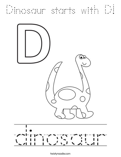 Dinosaur starts with D! Coloring Page