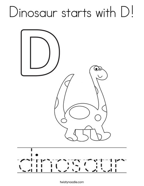 Dinosaur starts with D Coloring Page - Twisty Noodle
