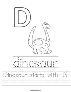 Dinosaur starts with D Handwriting Sheet