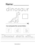 Dinosaur starts with Handwriting Sheet