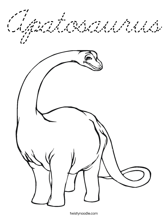 Download Apatosaurus Coloring Page - Cursive - Twisty Noodle