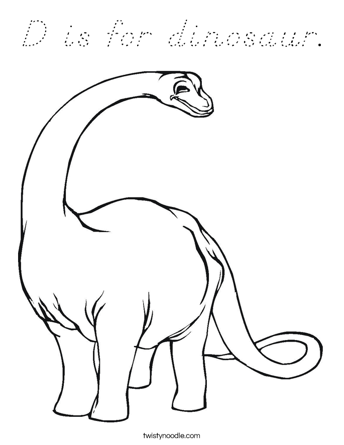 D is for dinosaur. Coloring Page