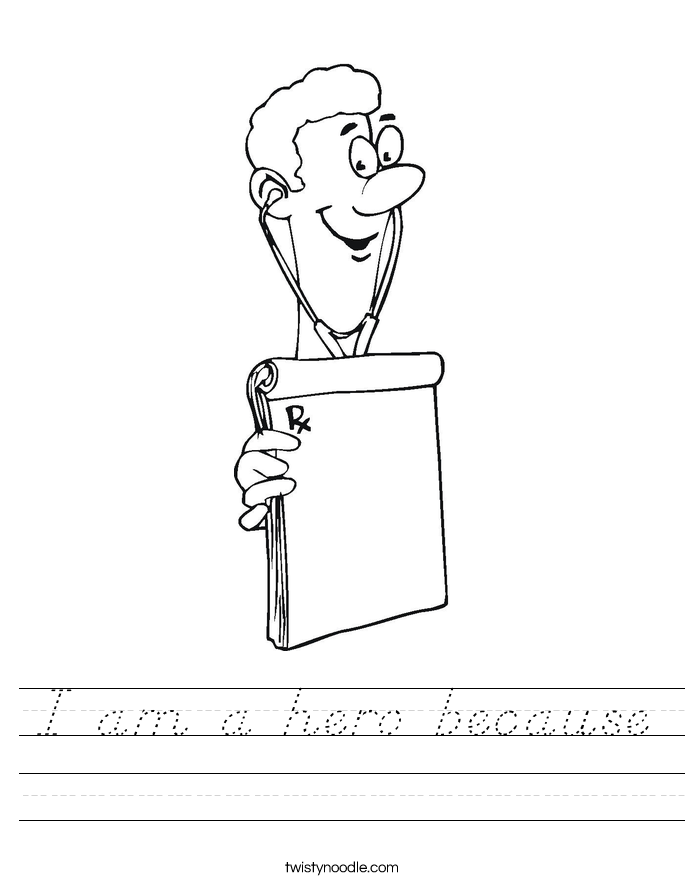 I am a hero because Worksheet